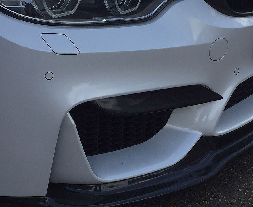 Mstyle carbon front bumper side intake splitter upper fin covers