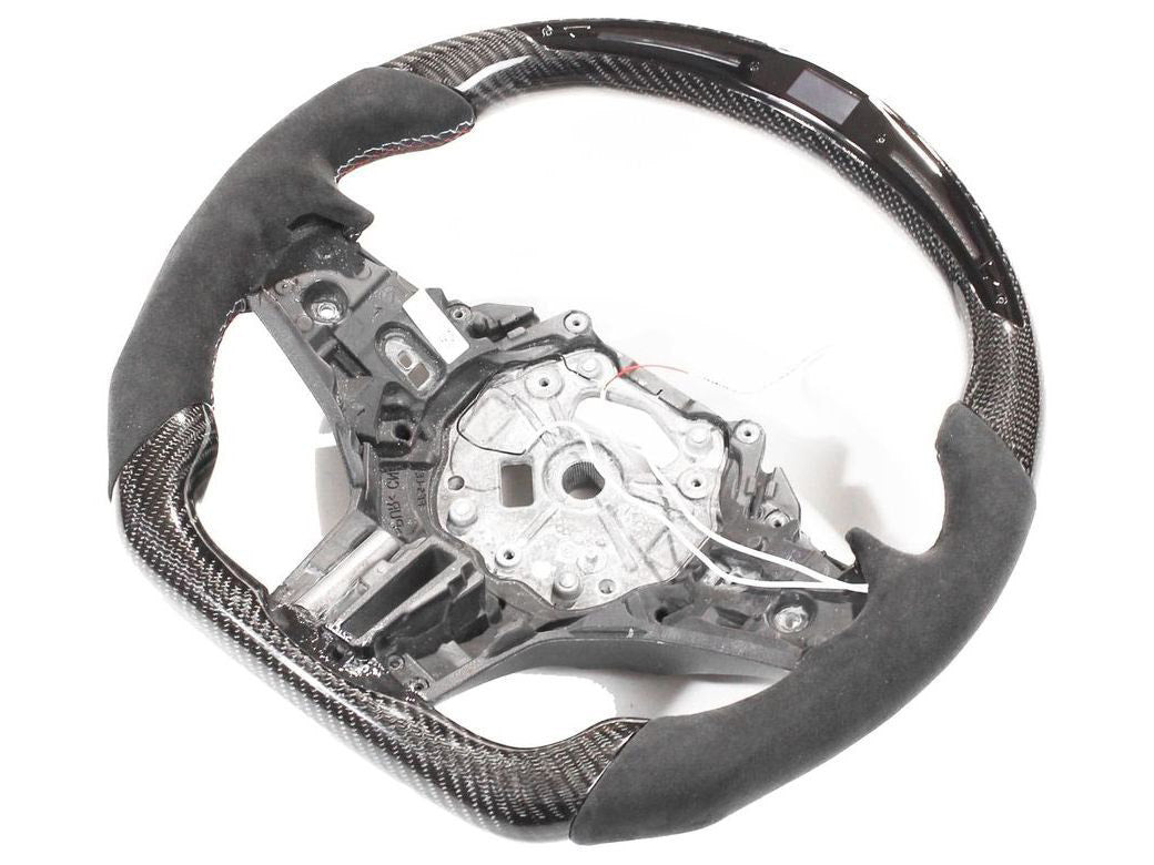 BMW GXX CARBON FIBRE / ALCANTARA LED FLAT BOTTOM STEERING WHEEL