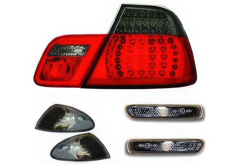 Smoked indicator set. Front, sides and smoked/red LED rear lamps, for saloon