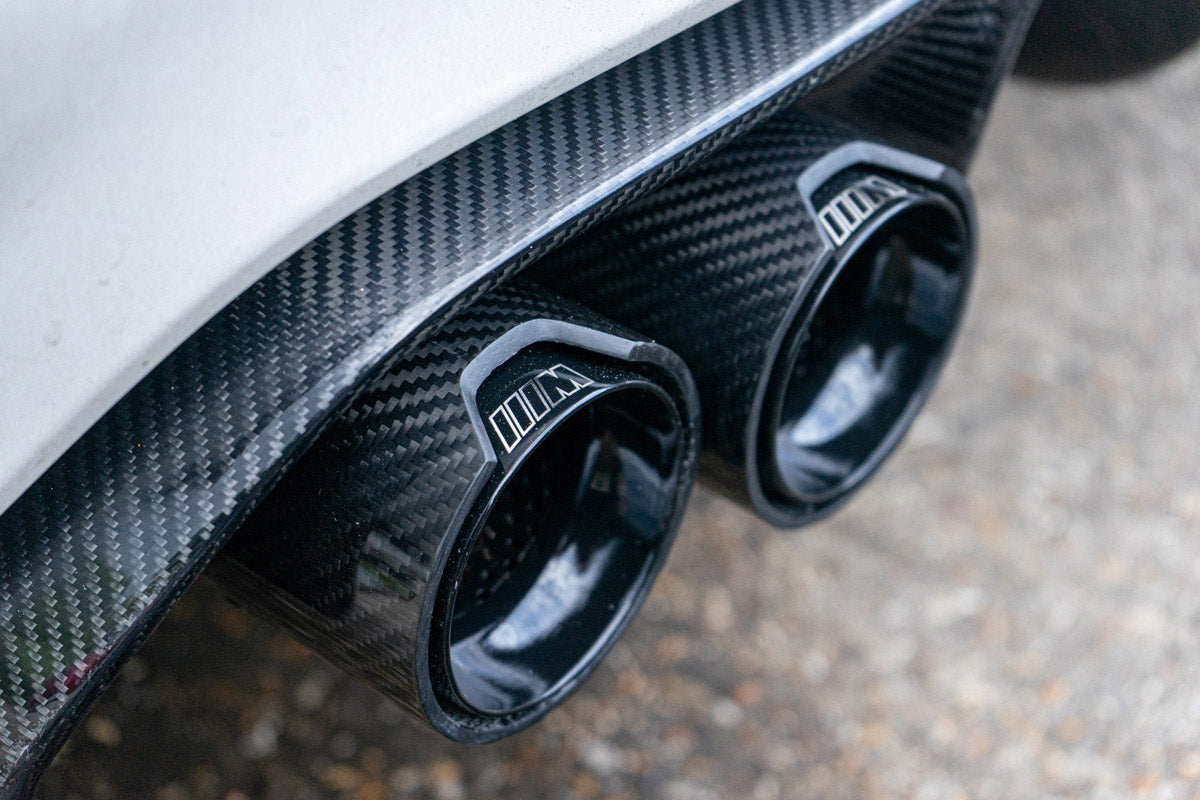 Atreus Carbon Fiber Exhaust Tip For BMW - M Power Colored Muffler Pipe - 3.5" Outlet, 2" Inlet, Matte Black