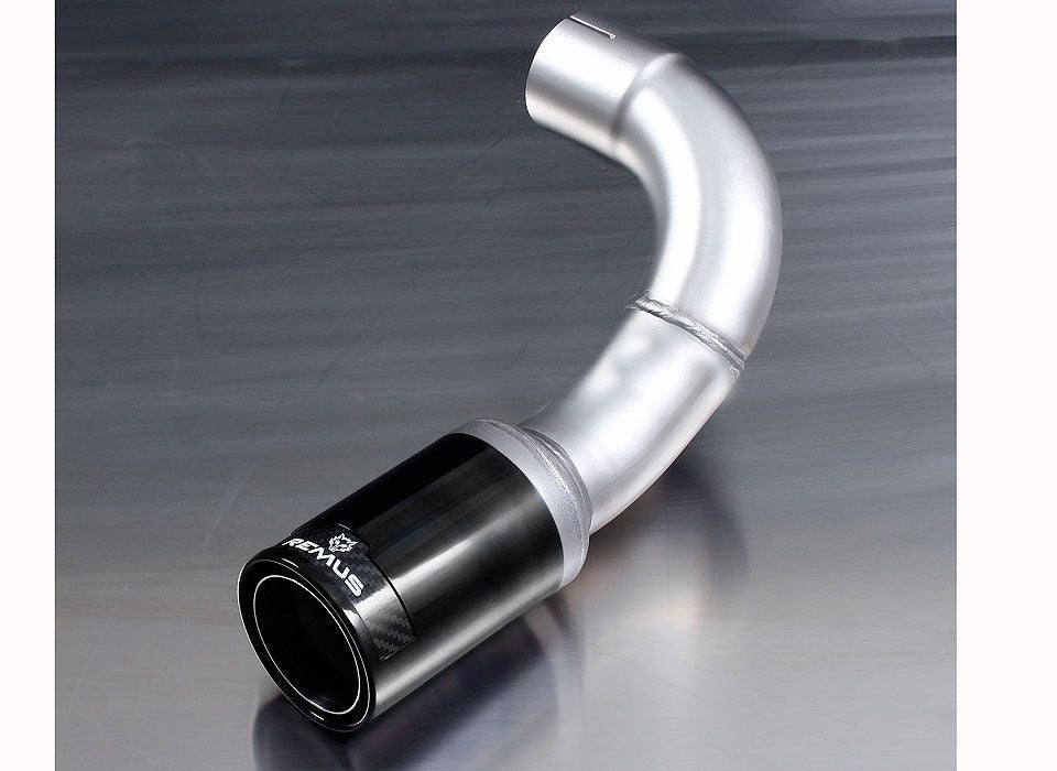 Remus rear silencer for F22 M235i models - black/carbon tips