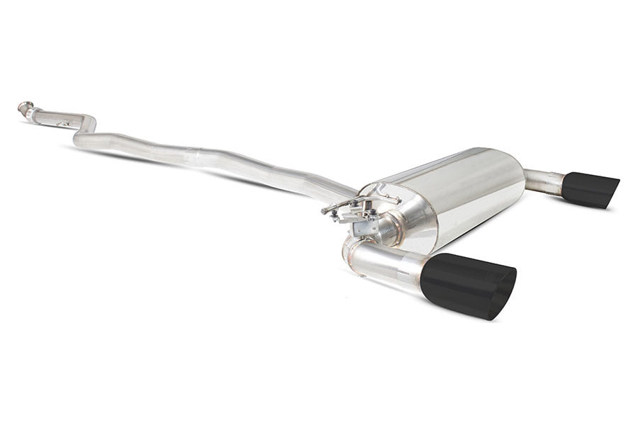 Scorpion Exhaust Cat-Back System with Elect. valves, Daytona black ceramic tailpipes for M235i