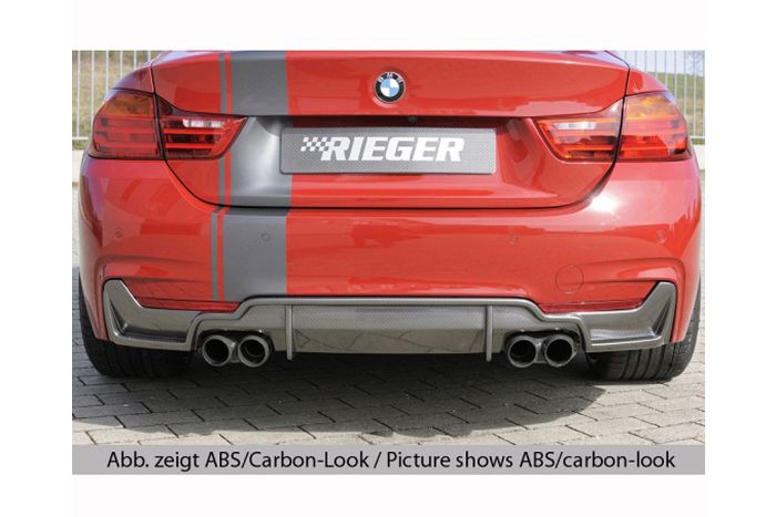 F32, F33 and F36 Rieger carbon look rear diffuser, for cars with quad exhaust