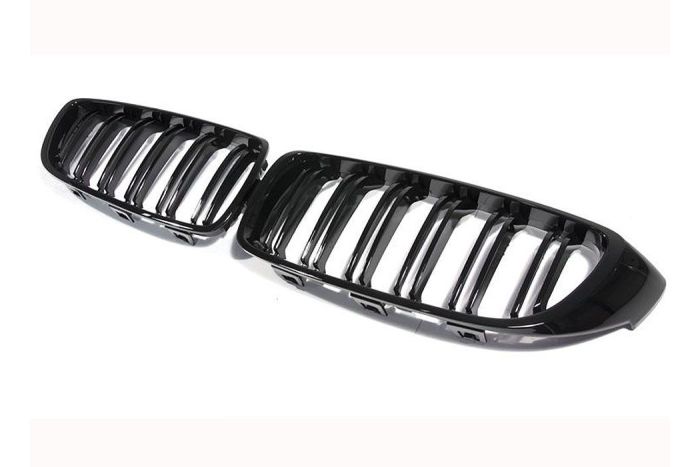 F32/33 and F36 GC gloss black grilles with double grille spokes
