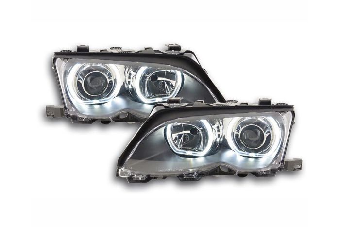E46 4dr Depo V3 angel headlamps with black inners
